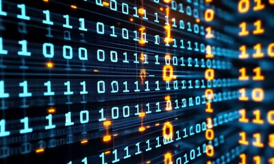 abstract binary code stream digital background. technology concept