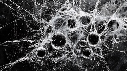 Intricate Spiderweb With Dewdrop Adornments