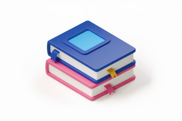 Fototapete - Two colorful books stacked with white pages and bookmarks