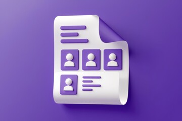 Poster - Purple document with white profile icons.