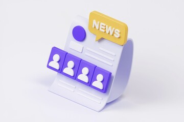 Aufkleber - 3D rendering of a news article with people icons