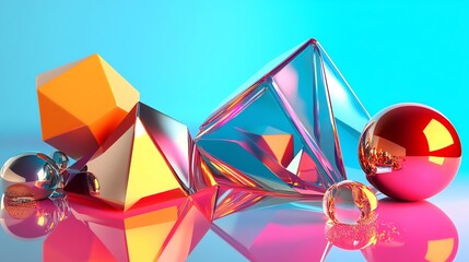 Wall Mural - colorful abstract geometric shapes on a vibrant background.