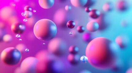 Wall Mural - abstract background with vibrant spheres floating in a colorful gradient.