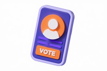 Poster - 3D rendering of a mobile voting app screen.
