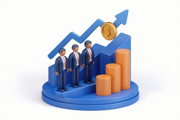 Aufkleber - 3d illustration of business growth and success with a gold coin.
