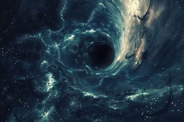 Wall Mural - Black hole. Abstract space wallpaper. Universe filled with stars