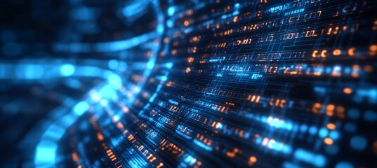 Poster - Cyberspace technology with binary data flow. Virtual wireless transfer. Generative AI technology.	
