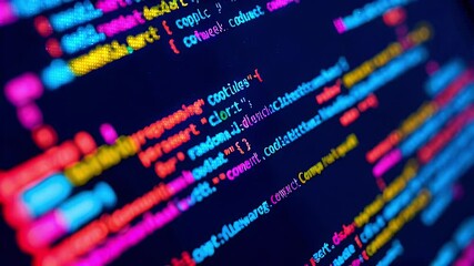 Colorful code displayed on a screen, showcasing programming syntax and structure.