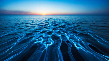 Wall Mural - abstract digital blue waving surface