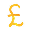 © Daria Shane - Hand drawn british pound Gold currency symbol Brush stroke doodle Single element for design