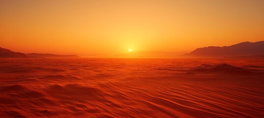 Wall Mural - dry arid desert sand on sunset. generative ai technology.