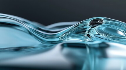 Wall Mural - Abstract close-up of flowing turquoise water, showcasing its smooth curves and reflections.