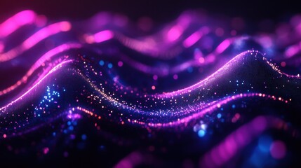 Wall Mural - A mesmerizing abstract wave pattern in vibrant shades of purple and blue, evoking a sense of depth and motion.