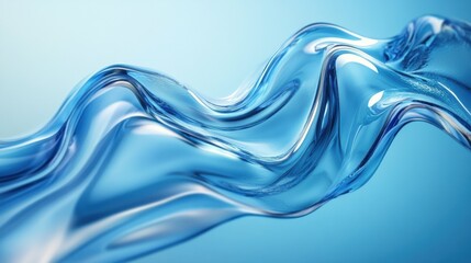 Wall Mural - Flowing blue water wave against a soft gradient background, evoking tranquility and freshness.