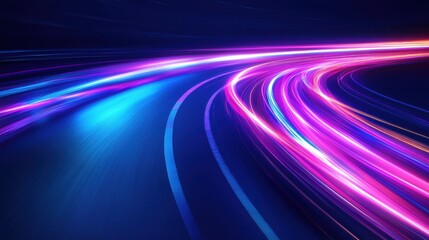 Wall Mural - abstract light trails in vibrant blue and pink tones create a dynamic, energetic feel.