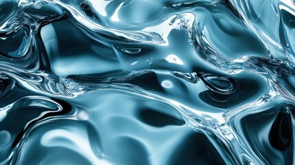 Wall Mural - Abstract close-up of shimmering blue water waves, creating a dynamic and fluid pattern.