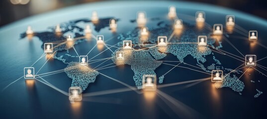 Aufkleber - Global people internet network telecom and communication. Generative AI technology.	
