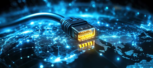 Aufkleber - Internet cable. Wireless online speed network. Generative AI technology.	
