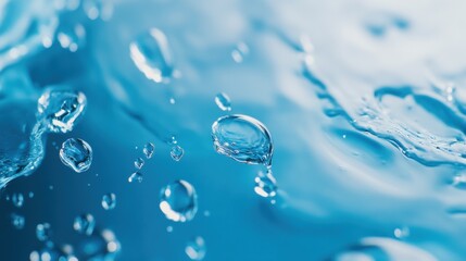 Wall Mural - Close-up of vibrant blue water with bubbles, creating a refreshing and dynamic atmosphere.