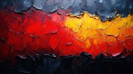 Wall Mural - Abstract Watercolor Representation of German Flag with Bold Brushstrokes and Dynamic Composition