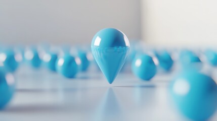3D blue location pin icon on a white background, with 2/5 of the size visible in the center. The icon is made of a glossy material and has a simple style