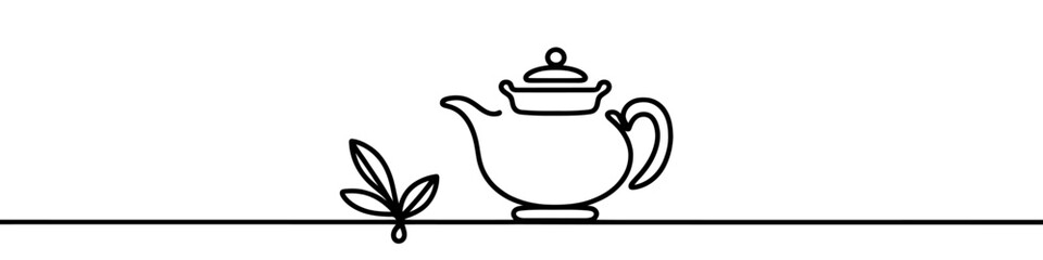 Wall Mural - minimalist continuous line drawing of teapot, symbolizing simplicity and elegance in tea culture