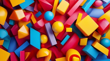 Wall Mural - abstract background with colorful 3d shapes.