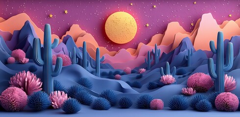 Wall Mural - in a blue outer space background, there are alien planets and a falling asteroid with a neon glow tr