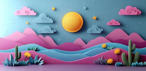 Wall Mural - against a blue outer space backdrop, alien planets and a falling asteroid with a neon glow trail are