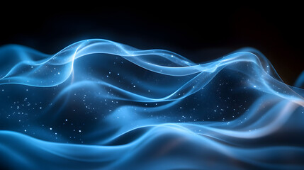 Sticker - Abstract Blue Waves With Glowing Particles Background