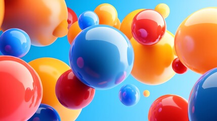 Wall Mural - colorful glossy spheres float in mid-air, creating a playful and vibrant abstract background.