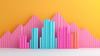 Wall Mural - colorful bar graphs displaying data trends modern office digital art bright environment eye-level vi