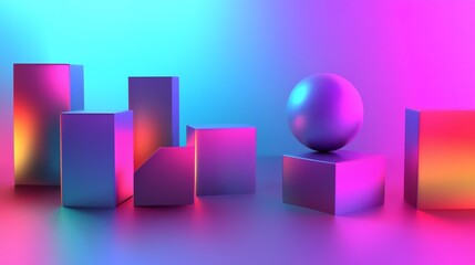 Wall Mural - abstract 3d rendering of colorful geometric shapes.