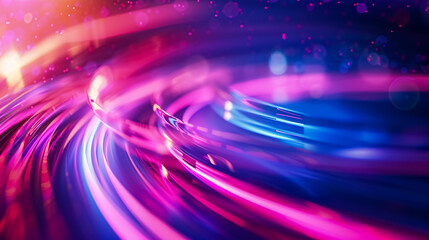 Wall Mural - motion neon light: blur glow background with technology illumination. defocused pink, blue, and purp