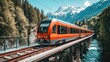 © วรรณภา มะโนศรี - An electric train traveling over a bridge, with a river below and mountains in the background, emphasizing the scenic routes available through rail travel