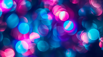Wall Mural - neon blur glow: color light overlay with disco illumination. defocused blue, pink, red, and ultravio