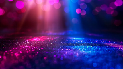 Wall Mural - neon blur glow: color light overlay with disco illumination. defocused blue, pink, red, and ultravio