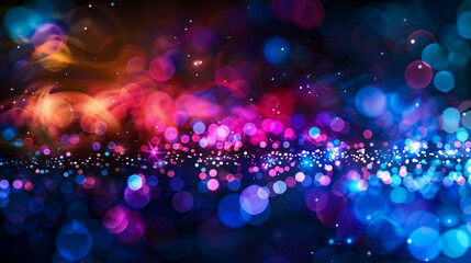 Wall Mural - neon blur glow: color light overlay with disco illumination. defocused blue, pink, red, and ultravio