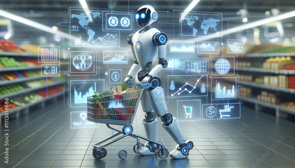 AI Robot Background A robot handling multiple tasks in a futuristic ...