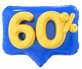 60 percent blue balloon offer in 3d