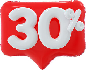 Poster - 30 percent red balloon offer in 3d