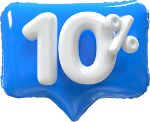 10 percent blue balloon offer in 3d