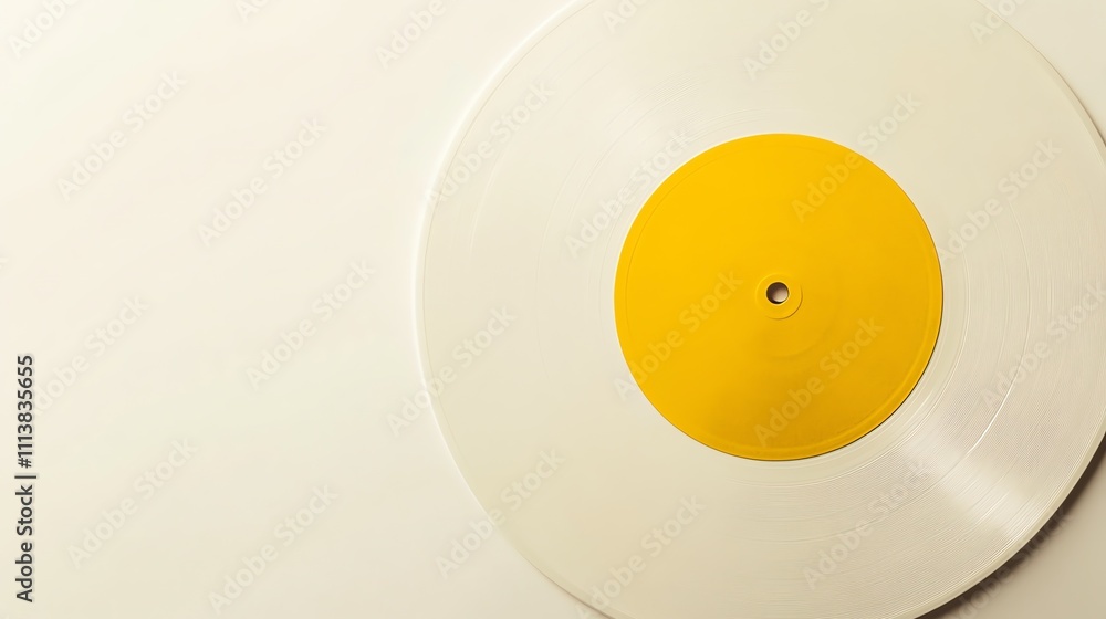 An illustration of a cream yellow vinyl on a cream background, yellow ...
