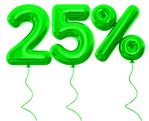 25 percent green balloon offer in 3d