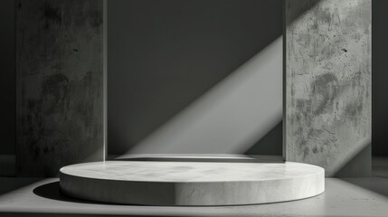 Wall Mural - minimalist concrete podium with light beam