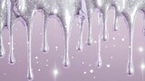 a soft lavender background embellished with flowing silver glitter drips that create an elegant texture. Bright white sparkles throughout enhance the luxurious feel.