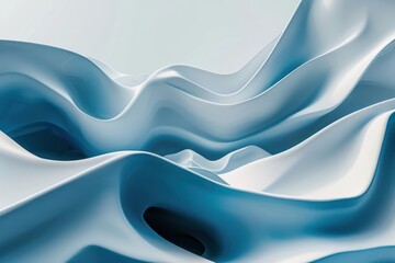Canvas Print - fluid blue curve wave abstract rippled flowing liquid dynamic gradient minimal futuristic modern whi