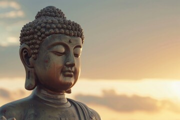 Wall Mural - buddha images belief in buddhism big buddha statue on sunset sky buddha