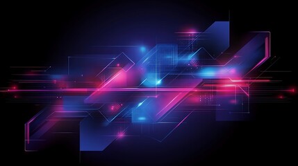 Wall Mural - Abstract digital background with vibrant blue and pink geometric shapes and lines in a futuristic design