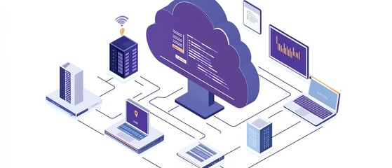 Fototapete - Cloud computing and API management concept illustrated digitally